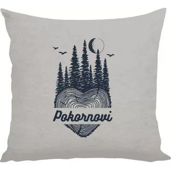 Polštář Polštář lněný 40x40 cm Srdce pařez