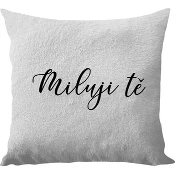 Polštář Polštář bílý 40x40 cm - dlouhý chlup Miluji tě - nápis