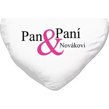 Polštář Polštář srdce 40x35 cm Pan a Paní s vlastním příjmením