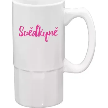 Sklenice Půllitr bílý vysoký Svědkyně - nápis 2