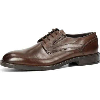 Pánské polobotky Klondike pánské kožené společenské boty - tmavohnědé