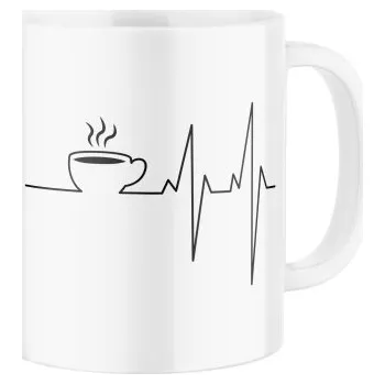 Keramický hrnek s potiskem Srdcový tep – káva