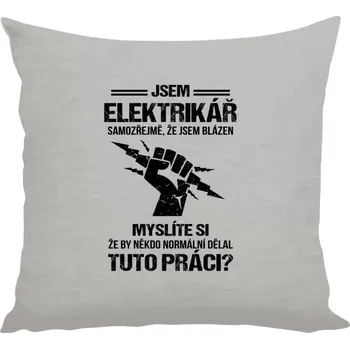 Polštář Polštář lněný 40x40 cm Samozřejmě, že jsem blázen - elektrikář