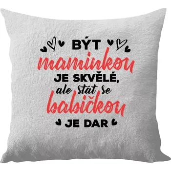 Polštář Polštář bílý 40x40 cm - dlouhý chlup Stát se babičkou je dar