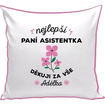 Polštář Polštář barevný 32x32 cm Nejlepší paní asistentka