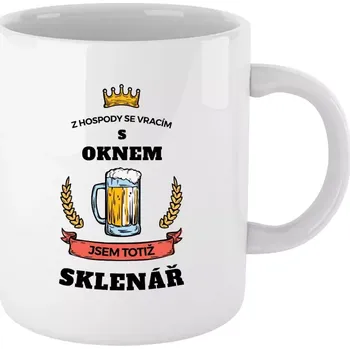 Hrnek pro sklenáře - Z hospody se vracím - Sklenář - bílý 330 ml