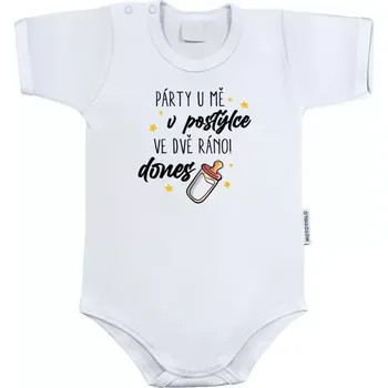 Kojenecký body Dětské body s krátkým rukávem Párty u mě v postýlce