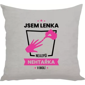 Polštář Polštář lněný 40x40 cm Nejlepší v okolí - nehtařka
