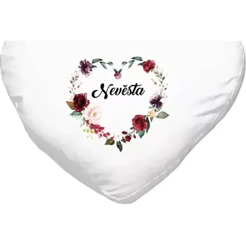 Polštář Polštář srdce 40x35 cm Nevěsta - květinové srdce
