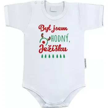 Kojenecký body Dětské body s krátkým rukávem Byl jsem hodný, Ježíšku