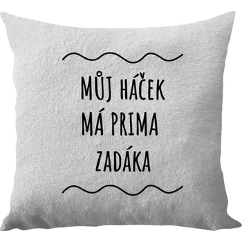 Polštář Polštář bílý 40x40 cm - dlouhý chlup Můj háček má prima zadáka