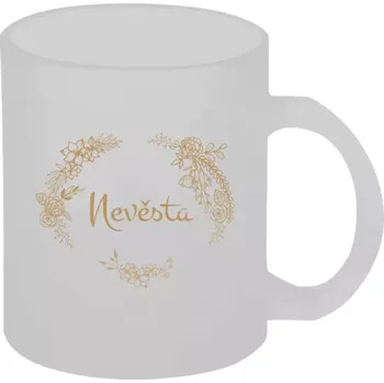 Hrnek 330 ml - skleněný matný Nevěsta - okrové květiny