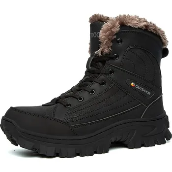 Pánská zimní obuv MIXI FASHION Zimní pánské boty s kožíškem kožené sněhule Černá 47