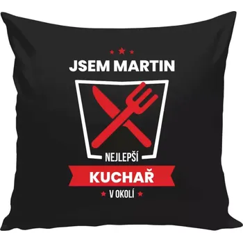 Polštář Polštář černý 40x40 cm Nejlepší v okolí - kuchař