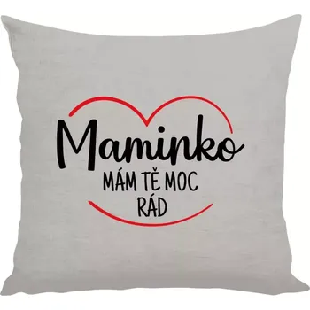 Polštář Polštář lněný 40x40 cm Maminko, mám tě moc rád