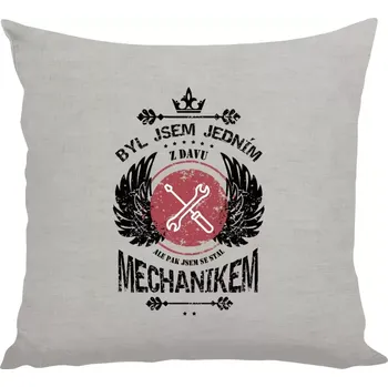 Polštář Polštář lněný 40x40 cm Byl jsem jedním z davu, ale pak jsem se stal mechanikem