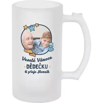 Sklenice Půllitr pro dědečka - Veselé Vánoce dědečku s věnováním - matný