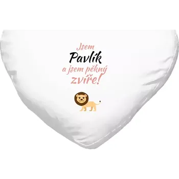 Polštář Polštář srdce 40x35 cm Jsem jméno a jsem pěkný zvíře! Lev
