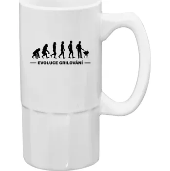 Sklenice Půllitr bílý vysoký Evoluce - grilování