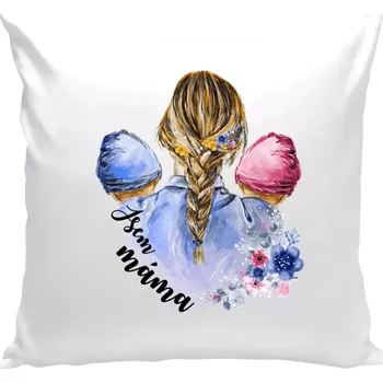 Polštář Polštář bílý 40x40 cm Jsem máma - chlapeček a holčička