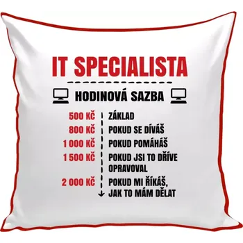 Polštář Polštář barevný 32x32 cm Hodinová sazba - IT specialista
