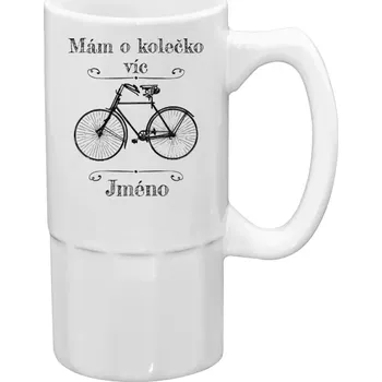 Sklenice Půllitr bílý vysoký Mám o kolečko víc se jménem