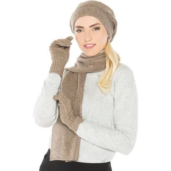 Čepice Duuree.cz Dárkový set Isabelle čepice, rukavice a šála 100% kašmír Barva: Hnědá