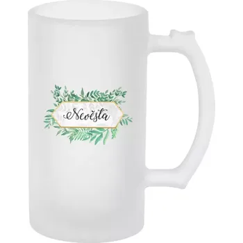 Sklenice Půllitr skleněný matný Nevěsta zelené listy