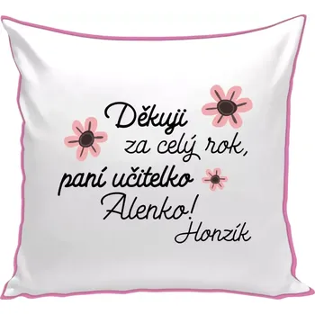 Polštář Polštář barevný 32x32 cm Děkuji za celý rok, paní učitelko