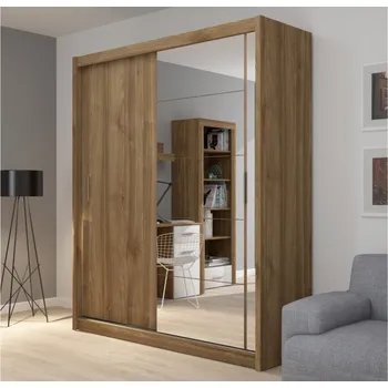 Šatní skříň FLINT skříň se zrcadlem 180, ořech + vyzvednutí ZDARMA