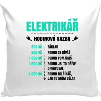 Polštář Polštář bílý 40x40 cm Hodinová sazba - elektrikář