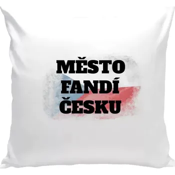 Polštář Polštář bílý 40x40 cm Město fandí Česku - vlajka