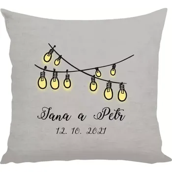 Polštář Polštář lněný 40x40 cm Světýlka se jmény