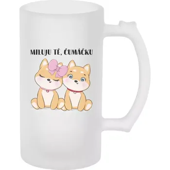 Sklenice Půllitr pro páry - Miluju tě, čumáčku - matný