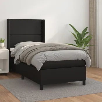 Postel vidaXL Box spring postel s matrací 80 x 200 cm umělá kůže [3132410] Barva: Černá