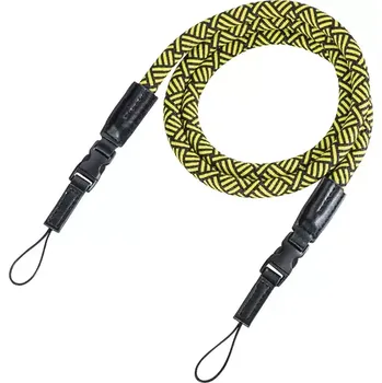 Popruh k fotoaparátu a kameře Rychloupínací provazový retro foto popruh BRAID 120 černo žlutý (originální retro vzhled)