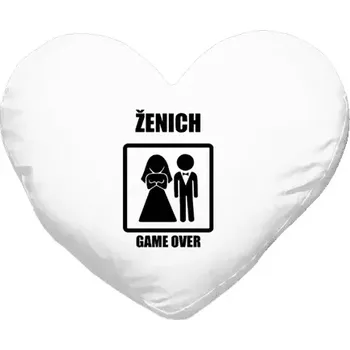 Polštář Polštář srdce 40x35 cm Game over - ženich