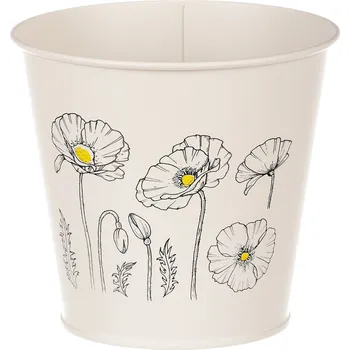 Stojan na květiny Autronic Obal kovový, krémová barva s máky KK109 CRM