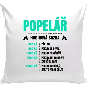 Polštář Polštář bílý 40x40 cm Hodinová sazba - popelář