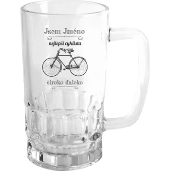 Sklenice Půllitr pro cyklisty - Jsem nejlepší cyklista široko daleko - čirý