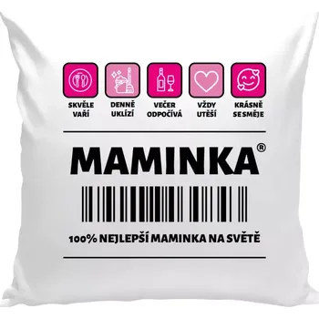Polštář Polštář bílý 40x40 cm Čárový kód - maminka