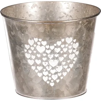 Stojan na květiny Autronic Obal z kovu na květiny, v tmavě krémové barvě se srdcem OK6355 CRM