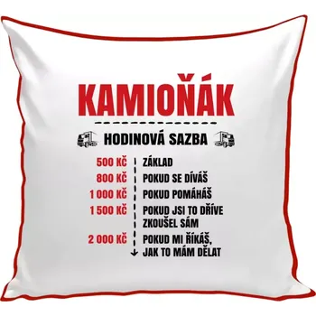 Polštář Polštář barevný 32x32 cm Hodinová sazba - kamioňák