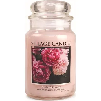 Svíčka Village Candle Fresh Cut Peony 645g - velká vonná svíčka ve skle Pivoňky