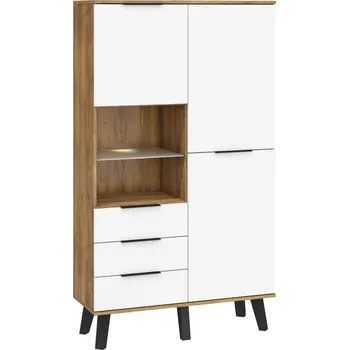 Šatní skříň Kombinovaná skříň OSMAK 2D3S, dub burgundský/bílý lesk, 5 let záruka + vyzvednutí ZDARMA