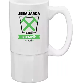 Sklenice Půllitr bílý vysoký Nejlepší v okolí - klempíř