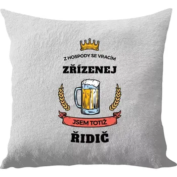 Polštář Polštář bílý 40x40 cm - dlouhý chlup Z hospody se vracím - Řidič