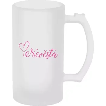 Sklenice Půllitr pro nevěstu - Nevěsta se srdíčkem - matný