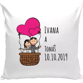 Polštář Polštář bílý 40x40 cm Balón se jmény