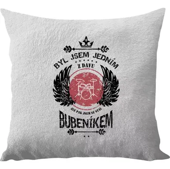 Polštář Polštář bílý 40x40 cm - dlouhý chlup Byl jsem jedním z davu, ale pak jsem se stal bubeníkem